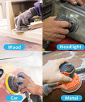 Using 120Pcs 5 Inch Hook And Loop Sanding Discs Set For Wet Dry Sanding Silicon Carbide Flocking Pads With 8 Hole Grits on wood, car, metal, headlight