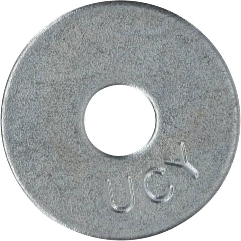 Beefy Zinc Fender Washers Set 100 Pcs 0.25 Inch By 1 Inch Large OD Flat Washers For Bolts Nuts And Screws Ideal For Sheet Metal Wood And Plastic Fastening Projects single washer close-up