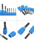 8 Piece Carbide End Mill Set 2 to 12 mm Tungsten Steel Milling Cutters High Speed Tool Kit displayed against white background.