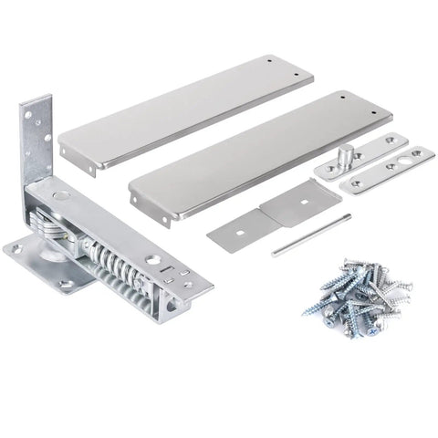 Heavy Duty Double Action Door Hinge With Self Closing, Stainless Steel, includes cover plates and screws for wood doors