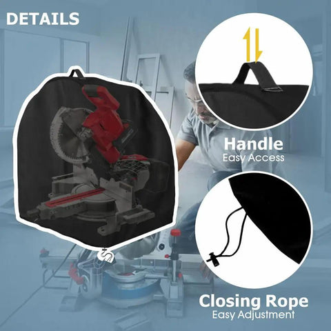 Shop Ready Heavy Duty Power Miter Saw Cover shields your table saw from sticky resin and dust bunnies with easy access handle.
