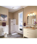 Bathroom with Ventilation Fan With Light For Bathroom, 70 CFM Quiet Exhaust, 2.0 Sones, ceiling mounted, roomside installation visible
