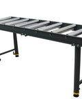 Intsuprmai 9 Roll Adjustable Conveyor Stand Table, Heavy Duty Roller Feed Station with chrome rollers and adjustable height.