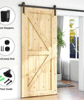 5.5Ft Sliding Barn Door Hardware Kit For Single Wood Panel, Smooth And Quiet Operation, Easy To Install, Fits 33In Wide Doors