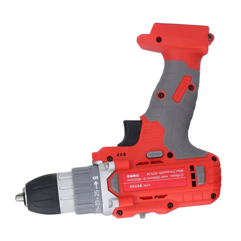 Zero Gimmicks Cordless Electric Drill With Dual Mode Rotation And 25 Adjustable Torsion for serious home fixes, red and gray, ergonomic grip.