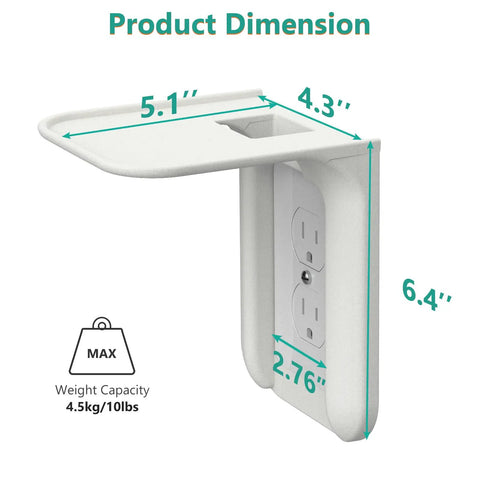 Outlet Shelf Wall Organizer For Bathrooms And Smart Homes, Space Saving Wall Mount With Cord Management, Holds Up To 10lbs, White