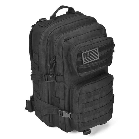 Black 40L Tactical Backpack With MOLLE System, Heavy Duty Military Style 3 Day Assault Pack For Hiking And Camping, Water Resistant Army Backpack
