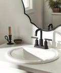 Gibson Two Handle Centerset High Arc Modern Bathroom Faucet With Drain Assembly Matte Black Finish for easy temperature control