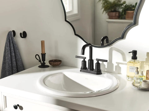 Gibson Two Handle Centerset High Arc Modern Bathroom Faucet With Drain Assembly Matte Black Finish for easy temperature control