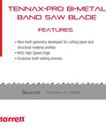 Tennax PRO Bi Metal Band Saw Blade for Pipes Tubes and Structurals 8 ft 11 in length band with features and branding visible