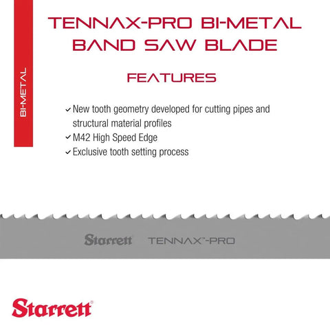 Tennax PRO Bi Metal Band Saw Blade for Pipes Tubes and Structurals 8 ft 11 in length band with features and branding visible
