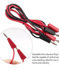 Alligator Clip To Banana Plug Multimeter Lead Set With Mini Hooks, 3 Pairs, red and black stackable banana plugs, PVC insulated
