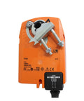 Heavy Duty HVAC Damper Actuator AC DC 24V Delivering Killer 2.5Nm Torque With Mechanical Fail Safe Shutoff top view with mounting bracket.