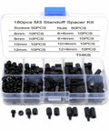 Nylon Standoff And Screw Kit 180 Piece With Nuts For Easy Install Hex Spacers Built For Automotive And Large Projects No Fuss Quick Install Durable Hardware Set For DIY Electronics And Mounting Needs, 180pcs M3 case