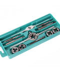 Fafeicy Alloy Steel Tap And Die Set With Adjustable Wrench 12 Or 20 Piece Thread Repair Kit For Auto Repair And Machinery Threads Fixing Damaged Nuts Bolts To Restore Original Condition, teal case