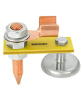 Fix Tite Magnetic Welding Ground Clamp With Strong Suction Head and Copper Tail Stabilizer, yellow base, metal parts, front view