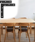 Rock Solid Heavy Duty Flat L Brackets For Wood And Furniture Repair 8 Pack Matte Black Corner Brace Support Badass 120mm steel brackets on table.