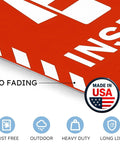 Close-up of High Visibility Fire Extinguisher Inside Sign 8x12 Inch Metal Safety Plaque with 'Made in USA' seal and features icons.