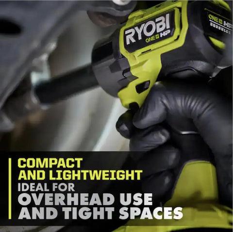 Brushless Eighteen Volt Cordless Impact Wrench Delivers Tough As Nails Torque For Tight Spaces Featuring Four Mode Settings And A Hella Compact Design That Knocks Your Socks Off On Every Garage Project, being used in tight space.
