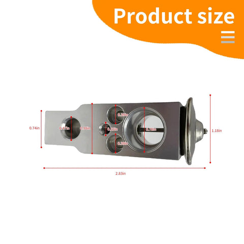 Dimensions of Heavy Duty Automotive AC Expansion Valve Metal Anti Wear For Car Air Conditioning System Replacement Part For Most Makes And Models Durable Metal Valve For Reliable Cooling Performance shown.