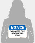 Heavy Duty Reflective Aluminum Employees Only Sign Real Deal Staff Access Warning Plate held by person, clear warning message visible.