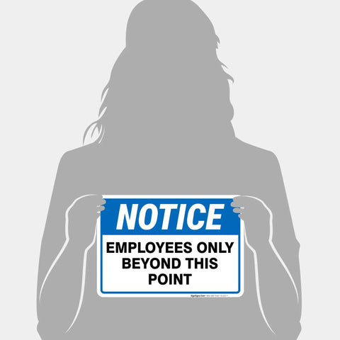 Heavy Duty Reflective Aluminum Employees Only Sign Real Deal Staff Access Warning Plate held by person, clear warning message visible.