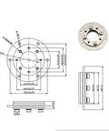 Front view of 360-degree bidirectional rotating hinge with 304 stainless damping shaft; 34 mm hole, 7.0 N.m torque, 1 pc