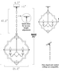Diagram showing dimensions of 21-Inch Farmhouse Chandelier With 6-Light Rustic Wood Light Fixture for dining room, kitchen, foyer and bedroom.