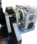 Close-up of Heavy Duty Rotary Welding Turntable With Eight Inch Chuck And Zero To Ninety Degree Tilt Base motor and components.