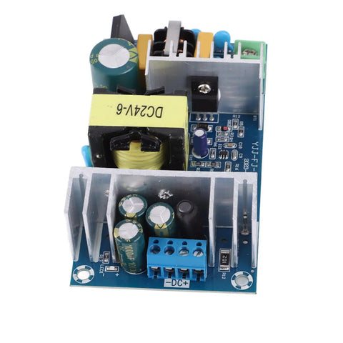 Heavy Duty Ac 100 240V To 24V Dc Switching Power Supply Module Delivers 150 Watts Of Rock Solid Juice To Industrial Control Gear With Zero Drama Regulation, top view of circuit board.