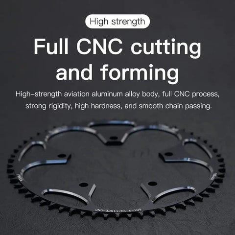 130BCD Chainring CNC Machined 7075 T6 Aluminum Narrow Wide Chainring for Road Bikes displayed on black background