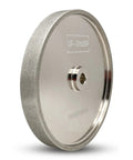 Side view of 320 Grit Aluminum Core Grinding Wheel For Sharpening Woodturning Tools And High Speed Steel Tools, 6 Inch Diameter