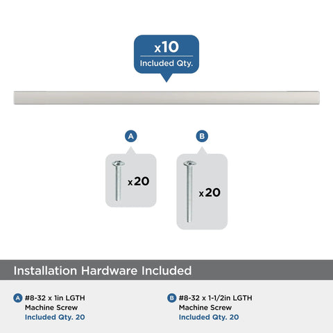 Polished Chrome Cabinet Pull Cityscape Collection 10 Pack with included installation screws