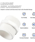 Five Pack 1-1/2 Inch PVC Pipe Fittings Hex Nipple G1-1/2 X G1-1/2 Male Thread Coupling Connector with sealing tape