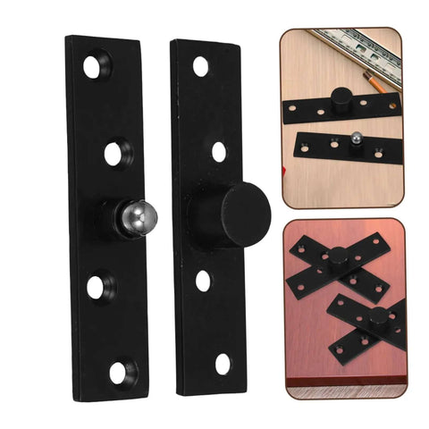 Heavy Duty Stainless Steel Pivot Hinges For Hidden Secret Doors, black hardware set with rotation mechanism, shown on wood panel