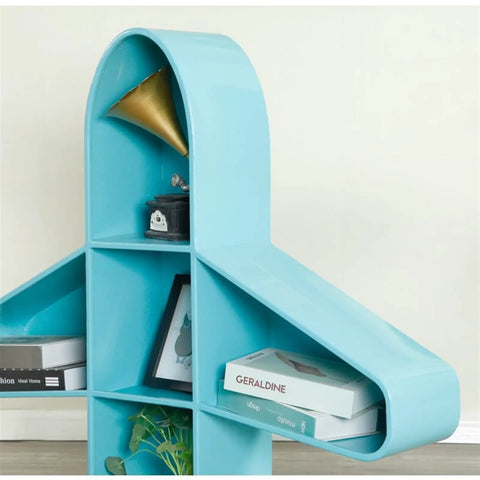 Cool Floating Wall Shelf Dope Book Organizer for Living Room and Office showcasing books and decor in blue iron art design