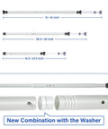 Three adjustable white sliding glass door security bars with lengths from 16.5 to 51 inches and washer combination feature.