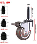 Silent Roll 1.5 Inch Swivel Caster Wheels Built Tough For Shopping Carts And Toolboxes Ultra Quiet Nylon Rubber Casters with M8 stem dimensions