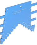 Blue aluminum alloy table saw setup blocks and depth gauge woodworking tool with engraved scales for precise blade height and cutter depth