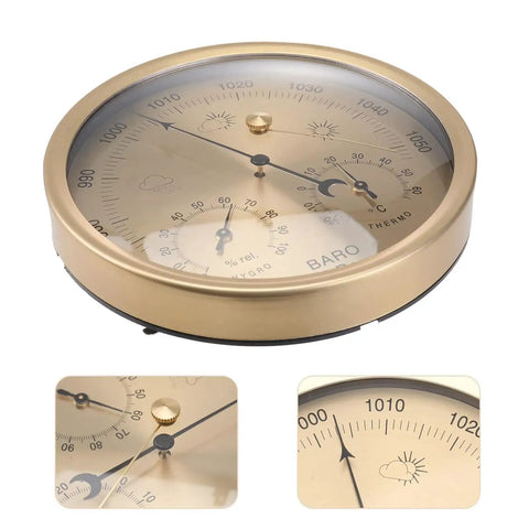 All In One Indoor Outdoor Barometer Thermometer Hygrometer Weather Station For Home Office And Fishing displaying dials