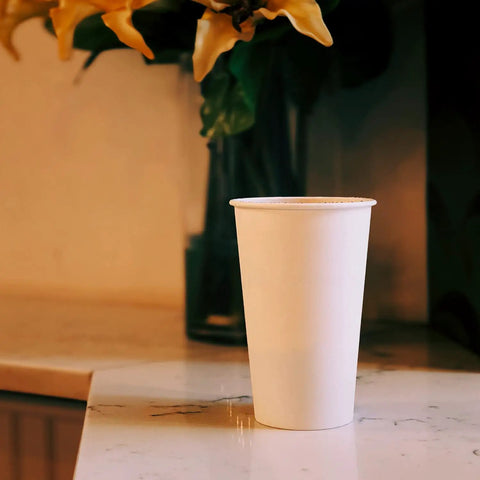 White Disposable Paper Coffee Cups With Lids 24 Oz 50 Count For Hot Beverages Tea Espresso Cocoa To Go Drink Containers