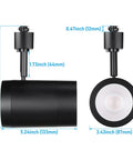 Flexible H Track Lighting Heads For Retail, 17.5W LED, Dimmable, CRI90, Matte Black Finish, dimensions view, Pack Of 4