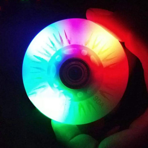 Eight Pack Inline Skate Wheels With ABEC 9 Bearings Light Up 68mm 70mm 72mm 76mm For Kids And Adults glowing in the dark.