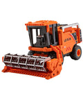 Durable Combine Harvester Toy For Kids And Boys Farm Tractor With Realistic Farmer Model Car Design In Orange, Front View