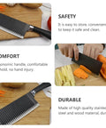 Ciieeo stainless steel crinkle potato cutter with black handle, wavy blade for French fries and scalloped potatoes.