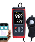 Lux Meter Logger With Split Sensor For iPhone And PC, App Controlled Readings For Plant Growth, Accurate Ambient Light Measurements, Easy Reading Capture And In-Depth Light Data, red handheld device