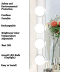 Cordless Rechargeable LED Vanity Mirror Light With 6500K Daylight Bulbs for bathroom makeup with roses and perfumes.