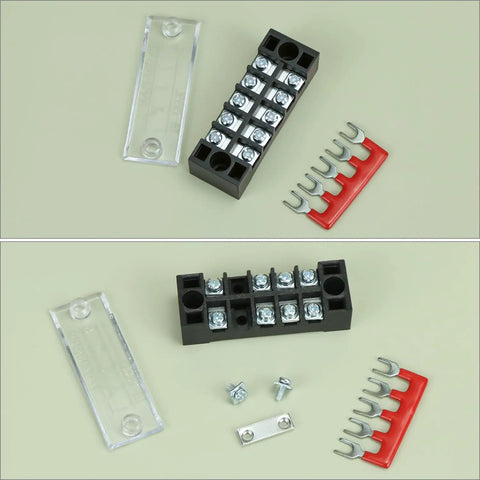 Pro Grade Dual Row Screw Terminal Block Kit With 6 Sets 4/5/6 Position Options And Jumpers, 600V 15A Blocks And 400V 15A Jumpers