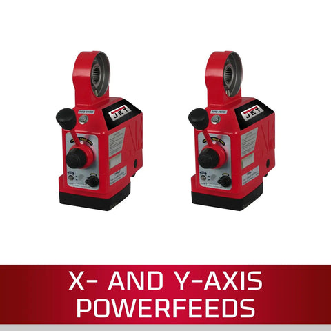 X and Y Axis Power Feeds for Heavy Duty Industrial Milling Machine, features ergonomic controls and robust design.