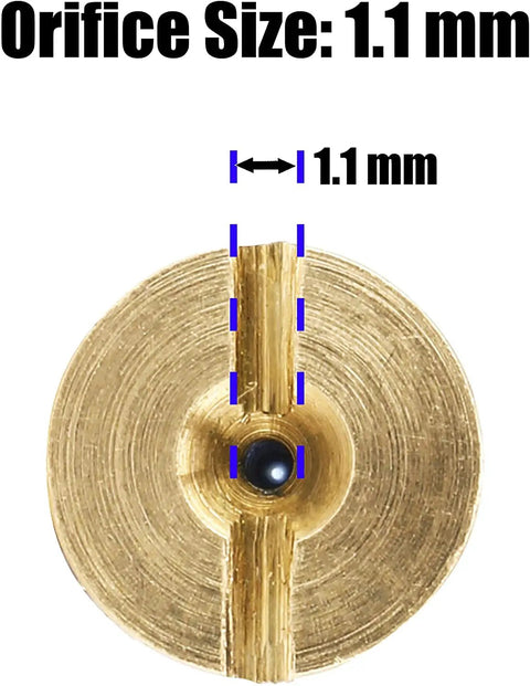 Close-up of brass 1.1mm Foam Cannon Orifice Nozzle 2 Pack With Universal Thread Fits Snow Foam Lance Replacement Tip
